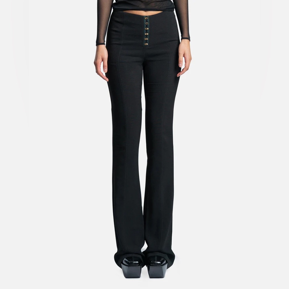 Bluemarine Black Slim Flare Pants with Hooks